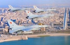 مقاتلات تابعة لسلاح الجو الملكي البحريني في هذه الصورة التي تعود لقوة دفاع البحرين.
