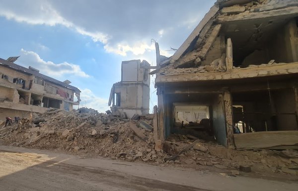 A view of the destruction in one of the neighbourhoods in Jandaris, northern Syria. [Ramadan Suleiman]
