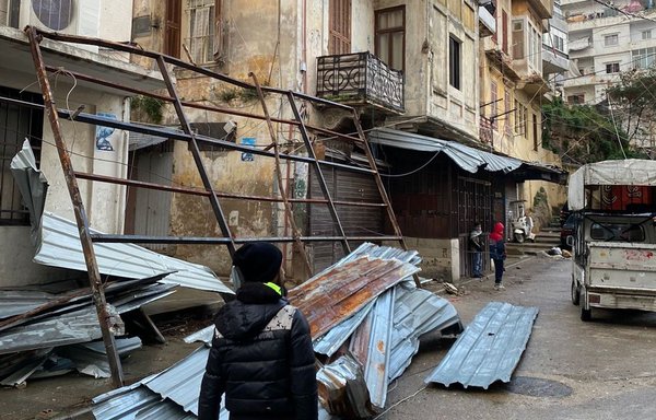The earthquake caused the roofs of some shops to collapse in Baal al-Darawish, a distressed area with old buildings in Tripoli, north Lebanon. [Utopia organisation]