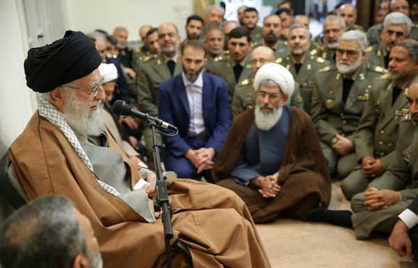 Iran's Supreme Leader Ali Khamenei meets with Iranian leaders and officials on April 17th. [Photo widely circulated online]