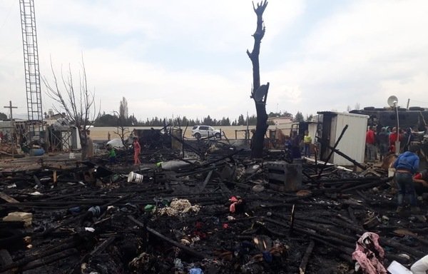 Un camp de réfugiés syriens près de Bar Elias au Liban après un incendie dévastateur causé par l'utilisation de mazout. [Photo fournie par Beyond Association]