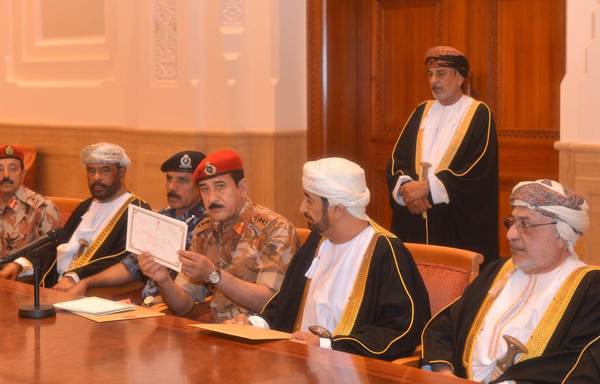 مجلس الدفاع الوطني العُماني يعلن تسمية هيثم بن طارق لخلافة السلطان قابوس. [حقوق الصورة لوكالة أنباء عُمان الرسمية]