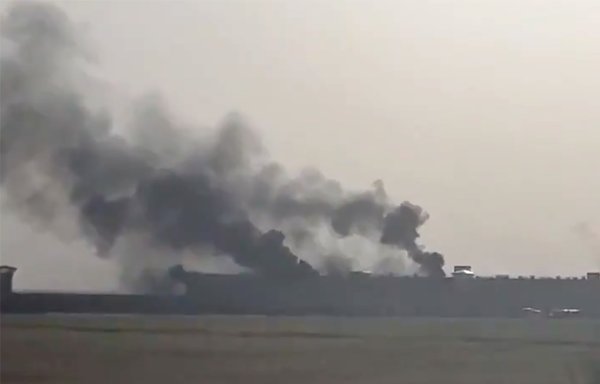 Black smoke billows from Sheiban Prison during protest on March 30th, 2020. [Photo circulated on social media]