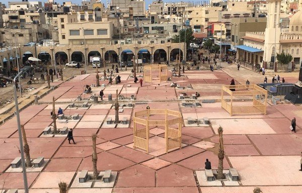 La place principale d’al-Arish, la capitale provinciale du Sinaï Nord, connaît des travaux de développement. [Al-Mashareq]
