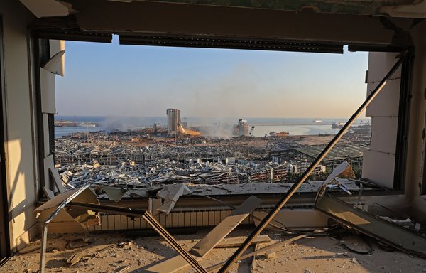 A photo taken Wednesday (August 5th) shows the aftermath of the Tuesday blast at the port of Beirut. [Anwar Amro/AFP]