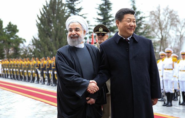 Chinese president Xi Jinping, on a visit to Iran in 2019, alongside Iranian president Hassan Rouhani. [Photo via Fararu]