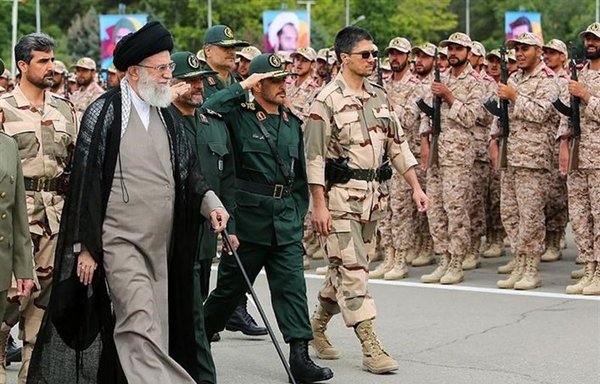 Iran's Supreme Leader Ali Khamenei is seen during a 2019 IRGC parade. [Photo via Tasnim News]