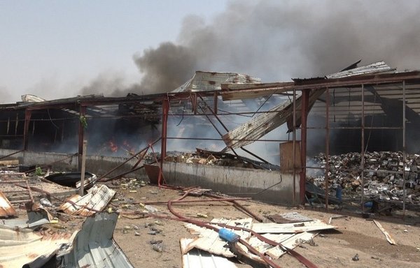 A picture of the September 11 Mokha port attack by the Houthis as seen on social media.