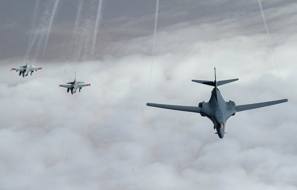 F-16s from the Egyptian Air Force joined with a US Air Force B-1B on October 30 in support of a presence patrol mission to help familiarise aircrews with the airspace and flying with one another. [US AFCENT]