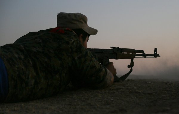 A soldier from the Syrian Democratic Forces (SDF) during an operation against ISIS in December. [CENTCOM]