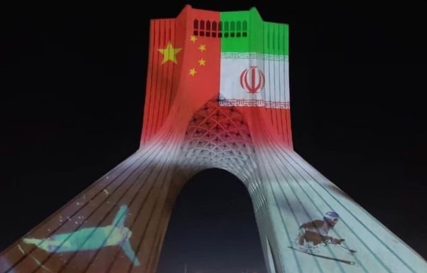 The Chinese and Iranian flags light up Tehran's landmark Azadi Tower on the occasion of the Chinese New Year on January 31. [File]