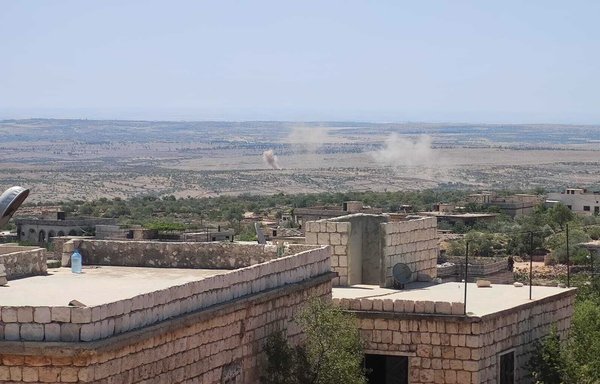 Smoke rises in southern Idlib province as regime forces and Russia attack the outskirts of area villages with heavy artillery. [White Helmets]