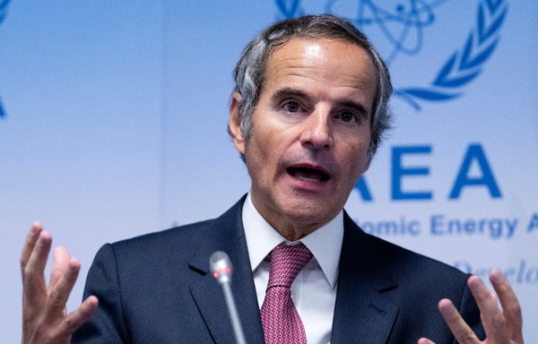 International Atomic Energy Agency director-general Rafael Grossi speaks to journalists in Vienna on November 16. [Joe Klamar/AFP]