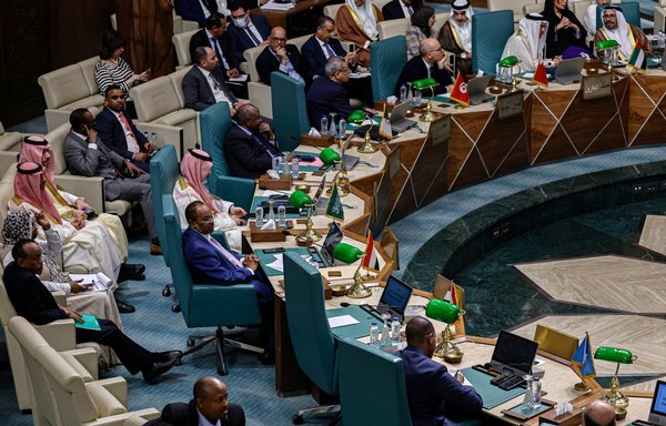 Syria's empty seat is pictured during an emergency meeting of Arab League foreign ministers in Cairo on May 7. Syria was readmitted to the Arab League May 19, but many obstacles -- including the illegal drug trade -- litter the road to full normalisation. [Khaled Desouki/AFP]