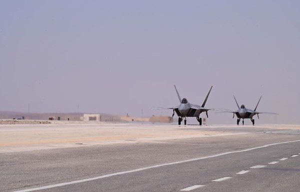 F-22 Raptors in Syria in a photo posted on June 14. [CENTCOM]