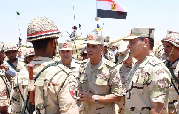 Lt. Gen. Mohammed Zaki, commander-in-chief of Egyptian armed forces, minister of defence and military production, inspects a unit of the Second Field Army. [Egyptian Armed Forces]